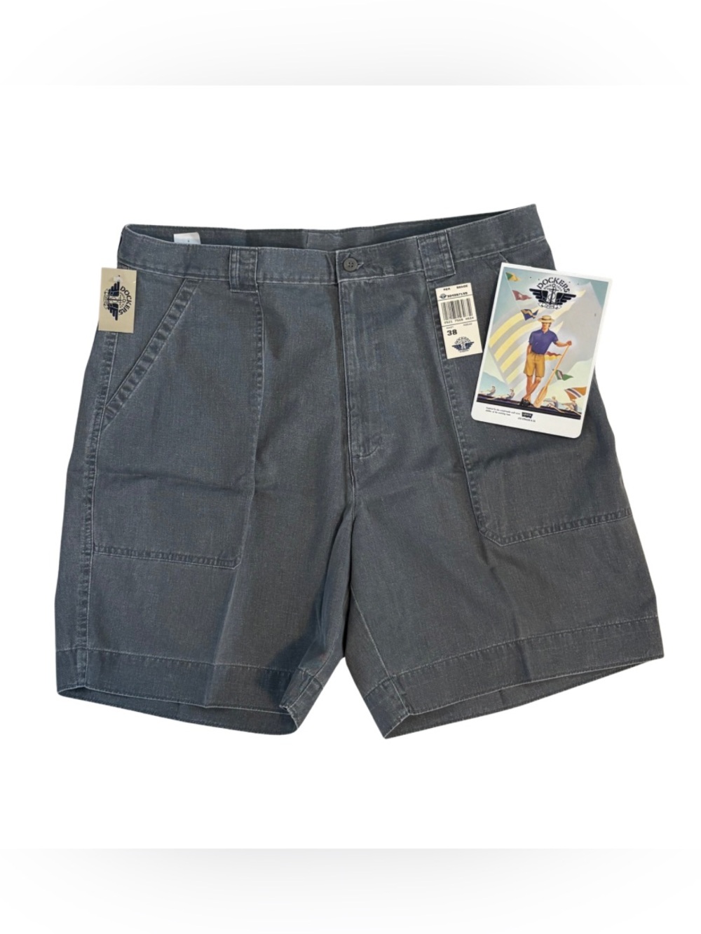 Vintage 1992 Dockers Levi's Shorts 38 Gray Deadstock NWT 100% Cotton 90s Twill